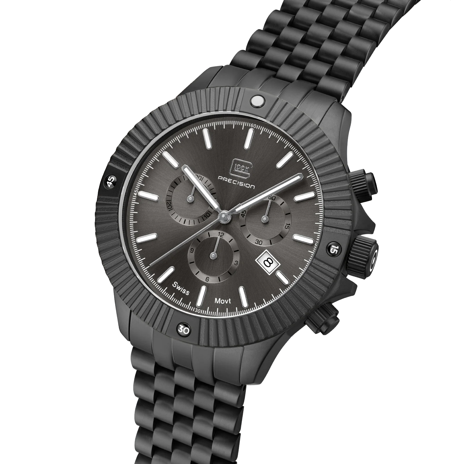 Men's Glock Watch With Gunmetal Stainless Steel Strap, Gunmetal Face And Gunmetal Case GW-38-1-22 - Image 5