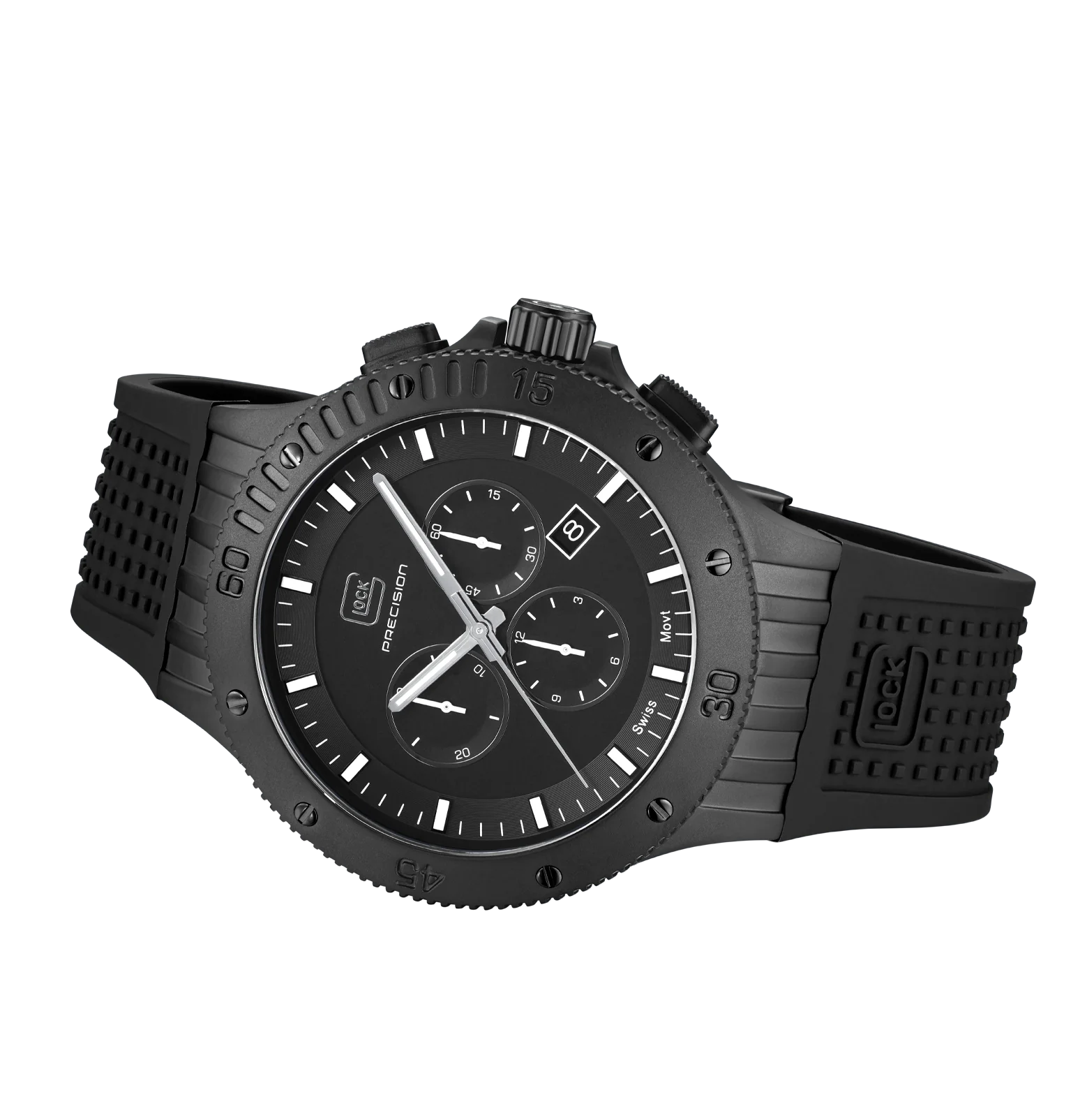 Men's Glock Watch With Black Strap, Black Face And Black Case GW